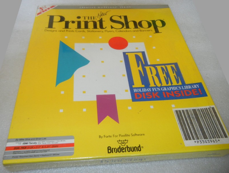 1989 The New Print Shop Computer PC 3.5" & 5.25" Broderbund Big Box Design - NEW gallery