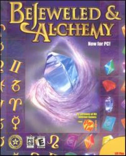 Bejeweled & Alchemy PC CD match colored gems on 2D grid of squares puzzle games!