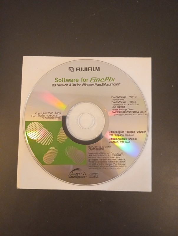 FujiFilm Software for FinePix BX Version 4.3a for Windows & Macintosh DISC ONLY
