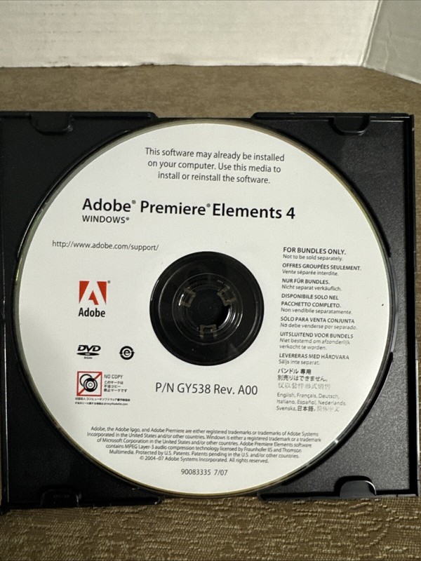Adobe Premiere Elements 4 for Windows with Serial Number DVD-ROM