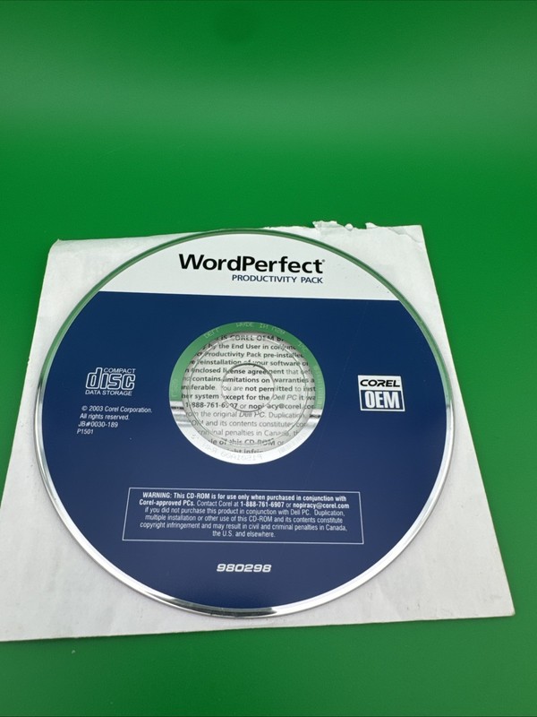 2003 2004 Corel WordPerfect Productivity Pack 0J1894 980298