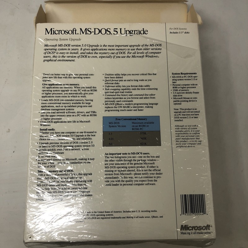 VINTAGE MICROSOFT MS-DOS 5 UPGRADE 5.25" FLOPPY - PREOWNED gallery