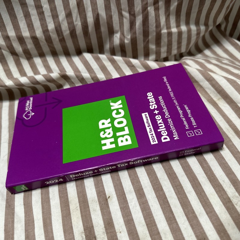 NEW H&R Block Tax Software Deluxe + State 2024 PC / Mac Key Card Download HR gallery