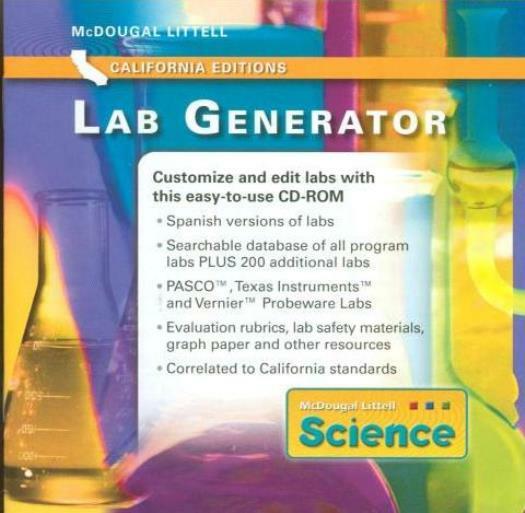 McDougal Littell Science Lab Generator PC MAC CD custom edit database resources!