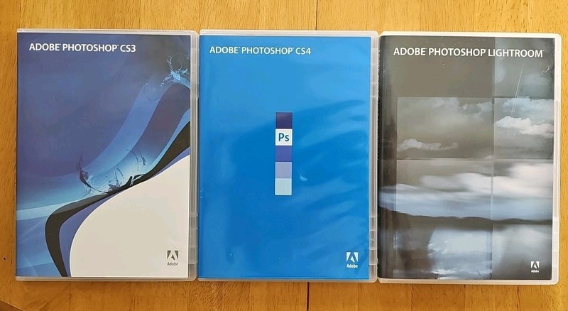 Authentic Photoshop Software Bundle CDs & Serial #s, CS3, CS4, Lightroom 2007