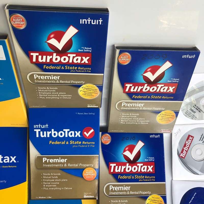 Lot of 22 Intuit TurboTax Home & Business Tax Software Mac & Windows 2002-2023 gallery