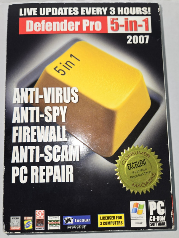 Defender Pro 2007 5-in-1 PC Software For Windows Anti-virus Spy Firewall Repair
