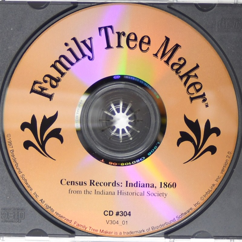 Broderbund Family Tree Maker CD # 304 Census Records Indiana 1860 gallery