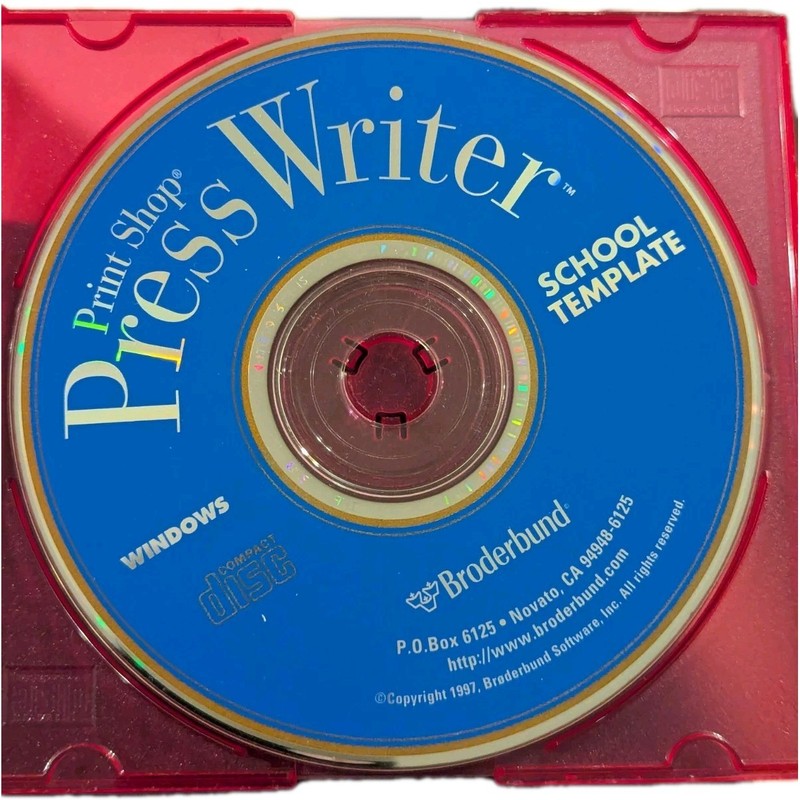 Broderbund The Print Shop Press Writer Software 1997 CD ROM Only