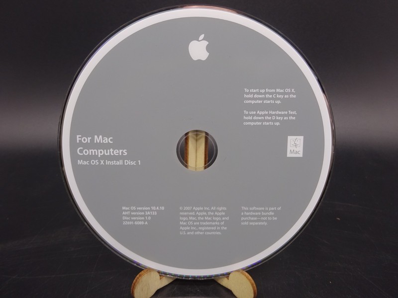 Mac OS X, version 10.4.01 Install Disc 1 DVD 2007, 2Z691-6089-A