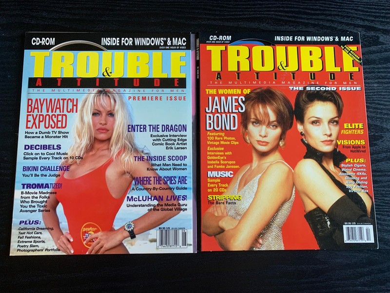 Trouble & Attitude MAG #1 & 2: PAM ANDERSON / WOMEN JAMES BOND (CDROM 1995) RARE