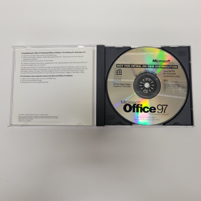 Vintage Microsoft Office 97 Professional Edition SR1 w/ CD Key Windows NT 95 gallery