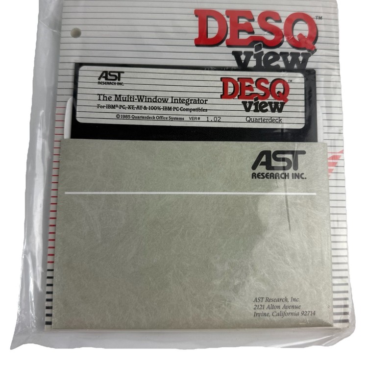 Vintage Quarterdeck DESQview 1.02 AST Special Edition Sealed 5.25 Disk IBM PC gallery