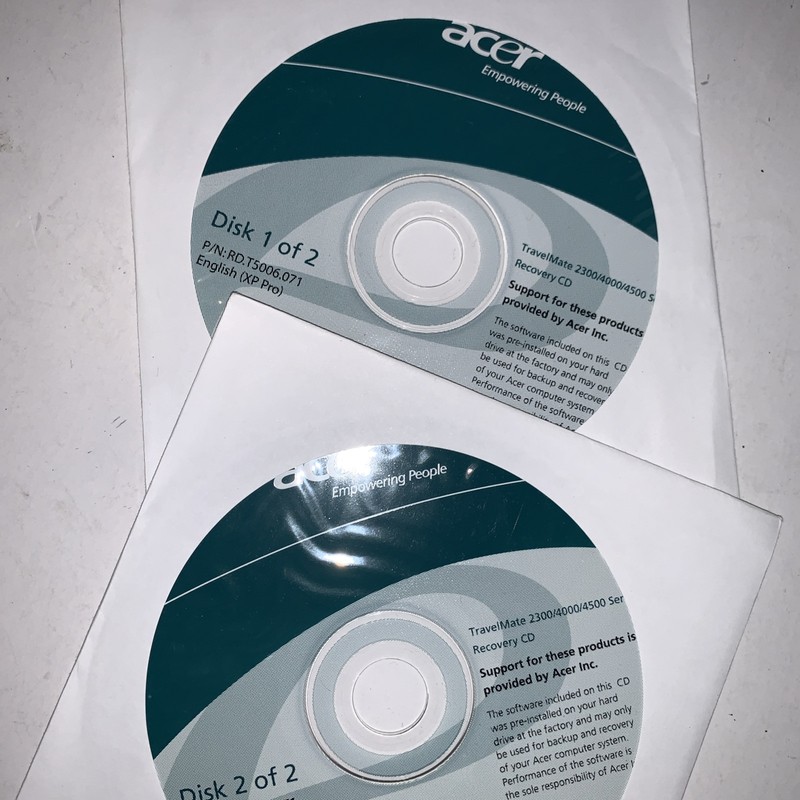 Acer TravelMate 2300/4000/4500 Windows XP Pro Software Recovery