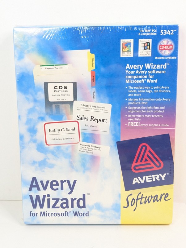 Avery Wizard Microsoft Word Labels Name Tags Label Dividers & More 1996 New