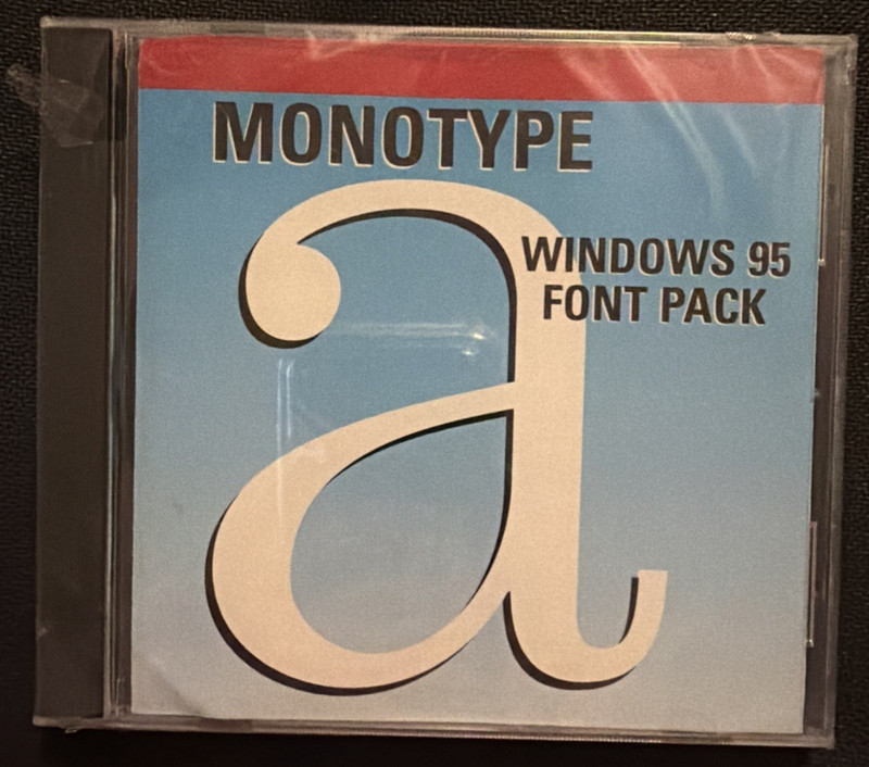Windows 95 Monotype Font Pack Collection CD For PC 1995 Rare NEW