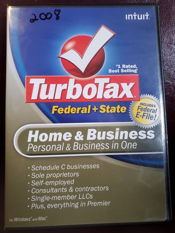 2008 TurboTax Home & Business Windows & Mac CD Federal & State returns. Intuit