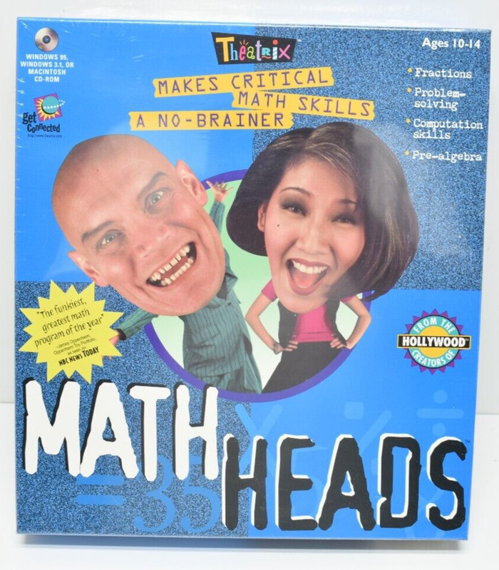 Math Heads By Theatrix PC Win MAC CD-ROM Ages 10-14 Math Tutor Game Age 10-14