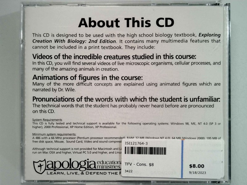 Apologia Exploring Creation Biology Multimedia Companion CD 2nd Ed V9.0 gallery
