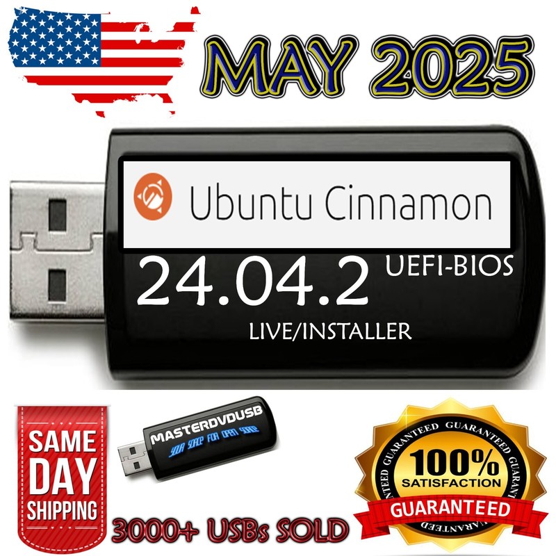 Ubuntu Cinnamon 24.04.2 USB Bootable LIVE | INSTALLER | UEFI | BIOS | LATEST VER