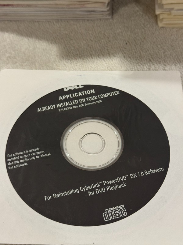 Dell Reinstalling Cyberlink PowerDVD DX 7.0 – SEALED!!!