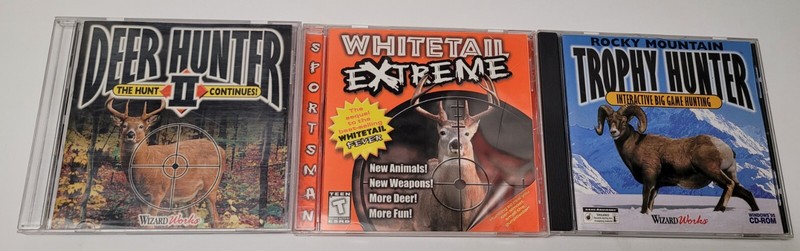 PC CD-ROM GAMES ROCKY MOUNTAIN TROPHY HUNTER, DEER HUNTER 2 & WHITETAIL EXTREME