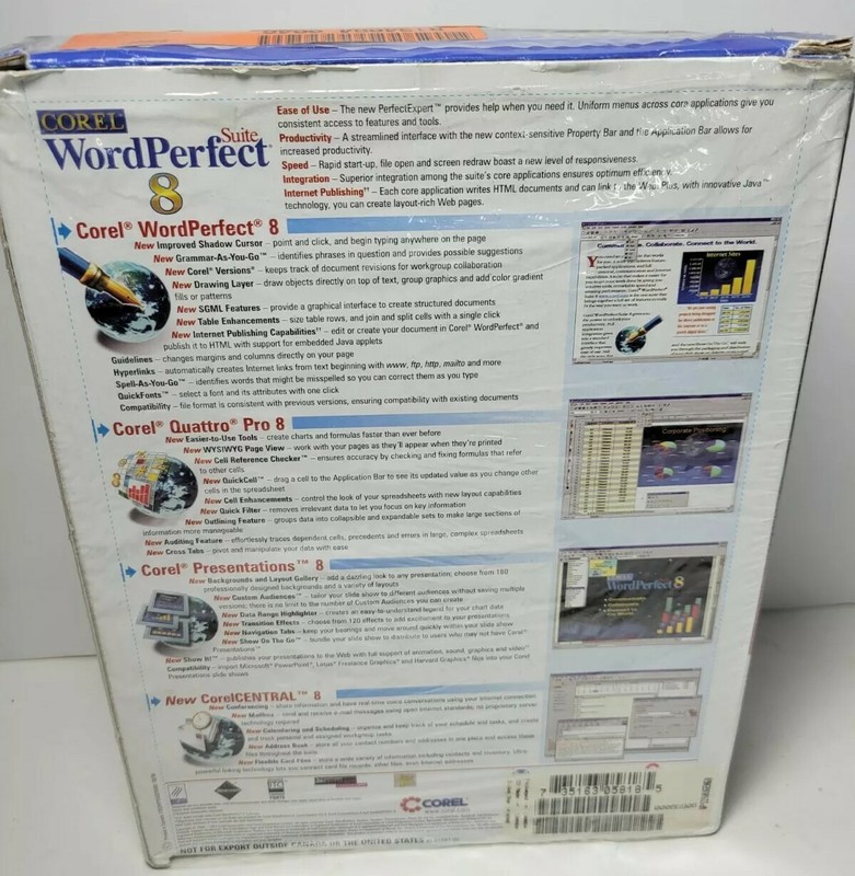 Corel Word Perfect Suite 8 Upgrade CD ROM Version Windows 95 NT gallery