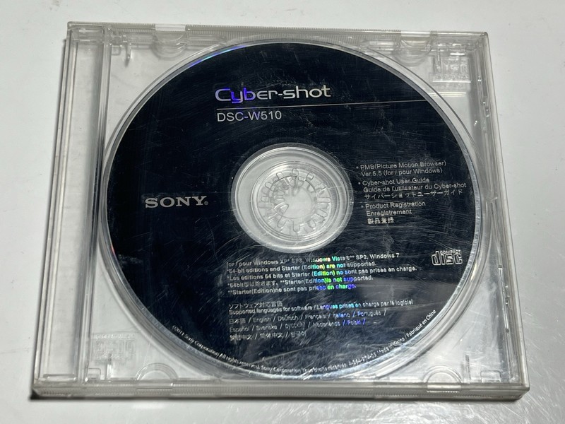 Sony Cyber-shot DSC-W510 Digital Camera Application Software Disc Windows Mac