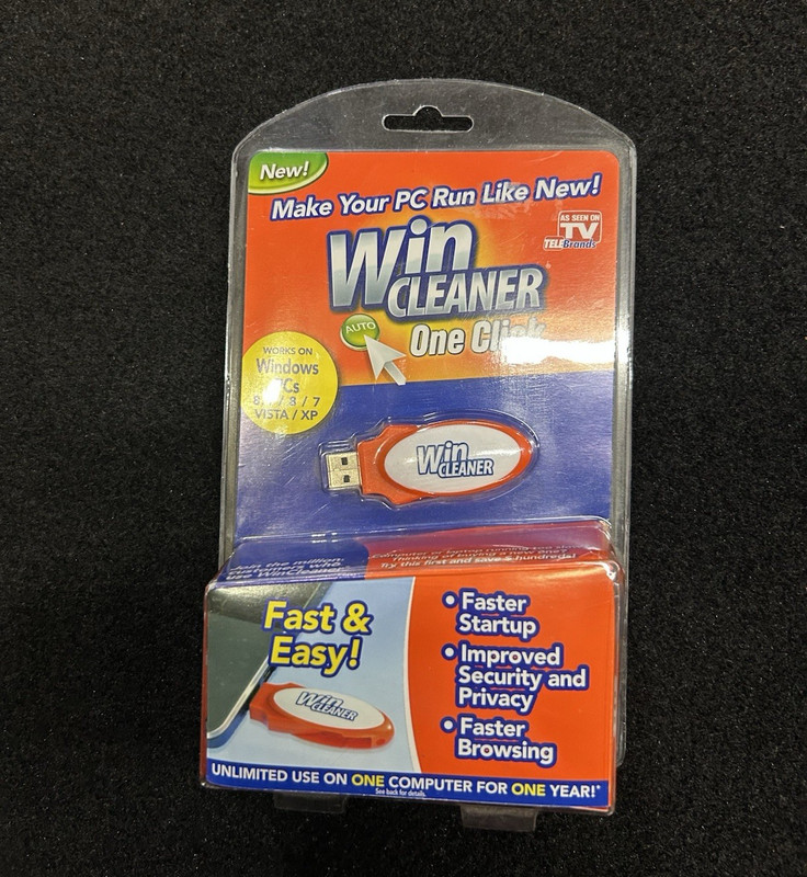 Win Cleaner One Click USB Drive – Windows PC 8.1 / 8/ 7/ Vista/ XP – New B-14