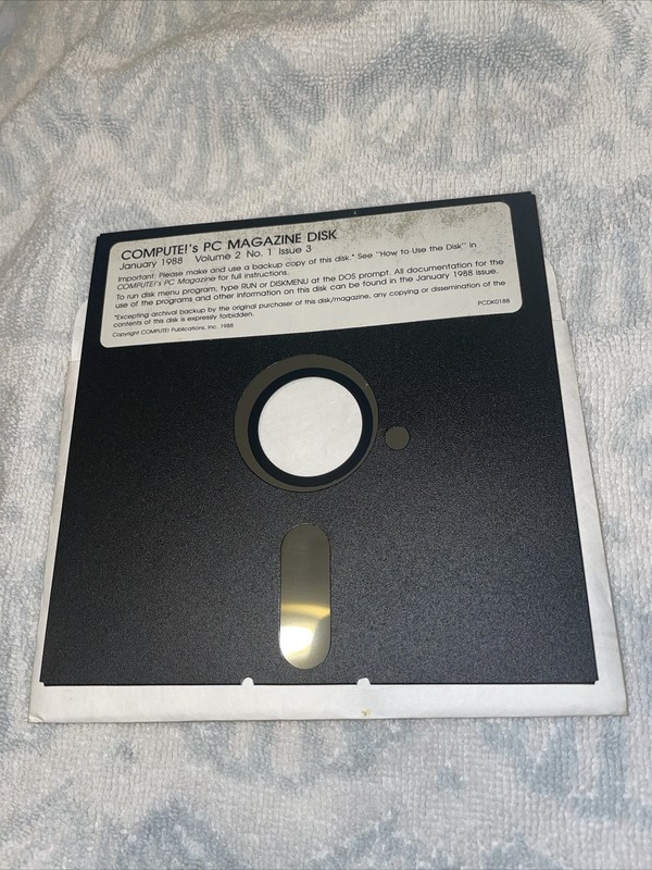 Compute!’s PC Magazine Floppy Disk- Jan 1988 RARE Issue 3 Vol. 2 No 1