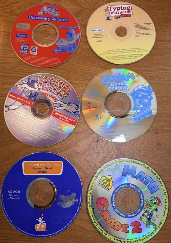 Early 2000s Kids Computer Games CD Zoombinis Little People Math Phonics Lot 6