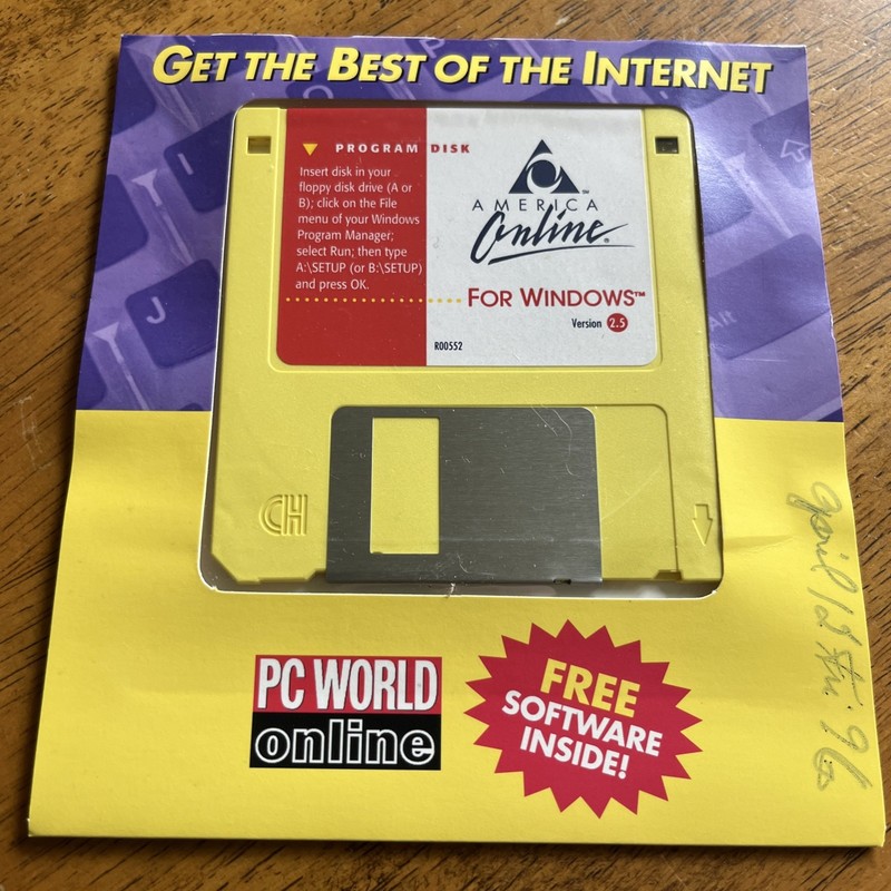 AOL America Online For Windows Version 2.5 Sealed Mailer 3.5” Floppy Disk