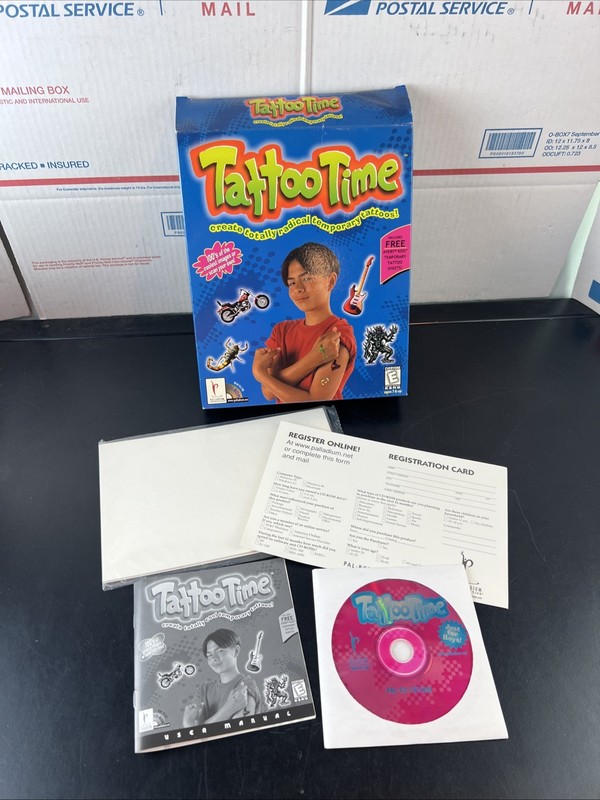 VTG Tattoo Time Create and Print Temporary Tattoos Software Win 95/98 W/Sheets