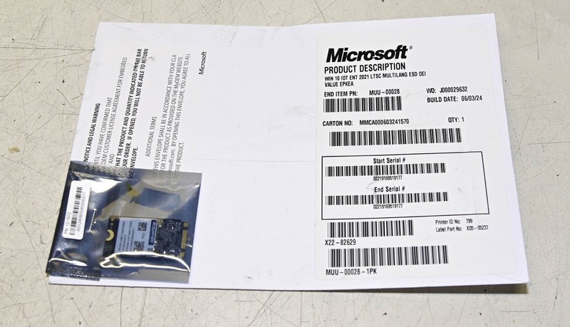 Microsoft  Win 10 Enterprise on 256GB Advantech SQF-S4BV1-256GDDMN  MUU00028