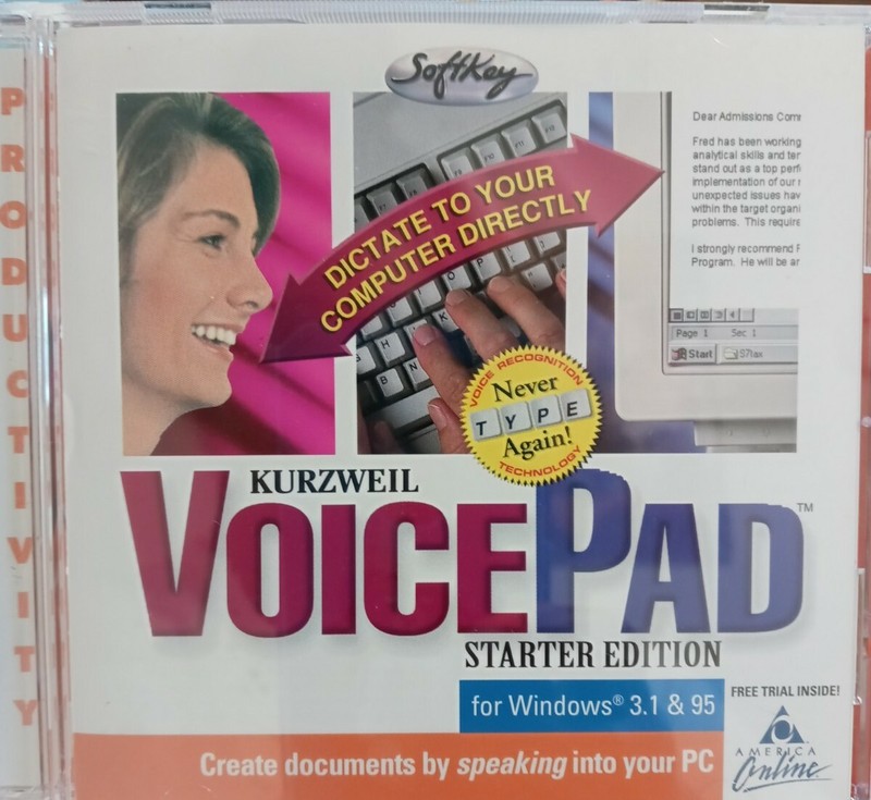 Kurzweil Voice Pad Starter Ed PC CD-ROM Windows 3.1 / 95 TLC 1997 Vision Impair