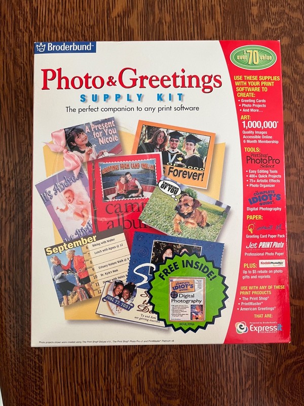 Vintage Software Broderbund Photo & Greetings Supply Kit Windows CD-ROM Sealed
