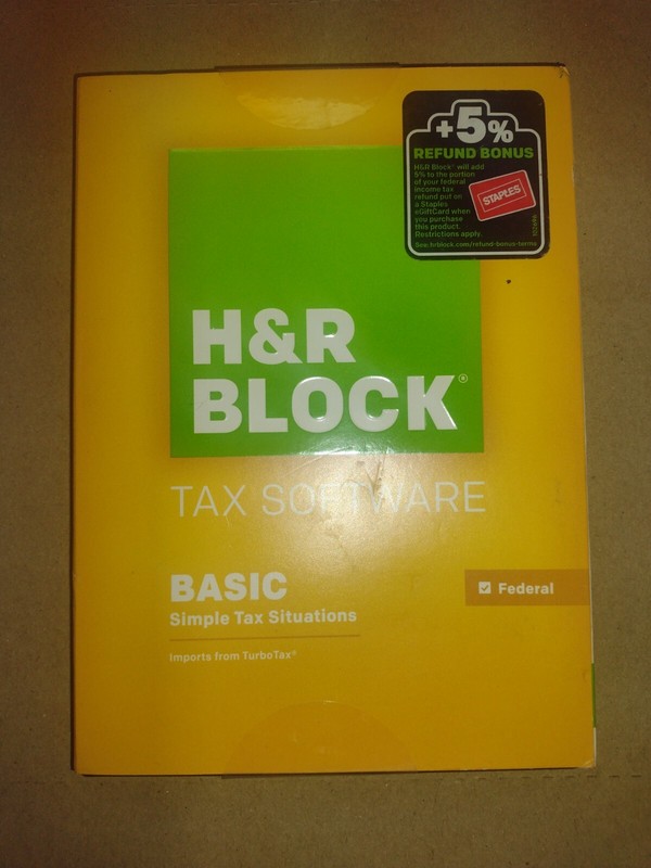 H&R Block 2015 Federal Basic Simple Tax Software (Windows and Mac) New Sealed