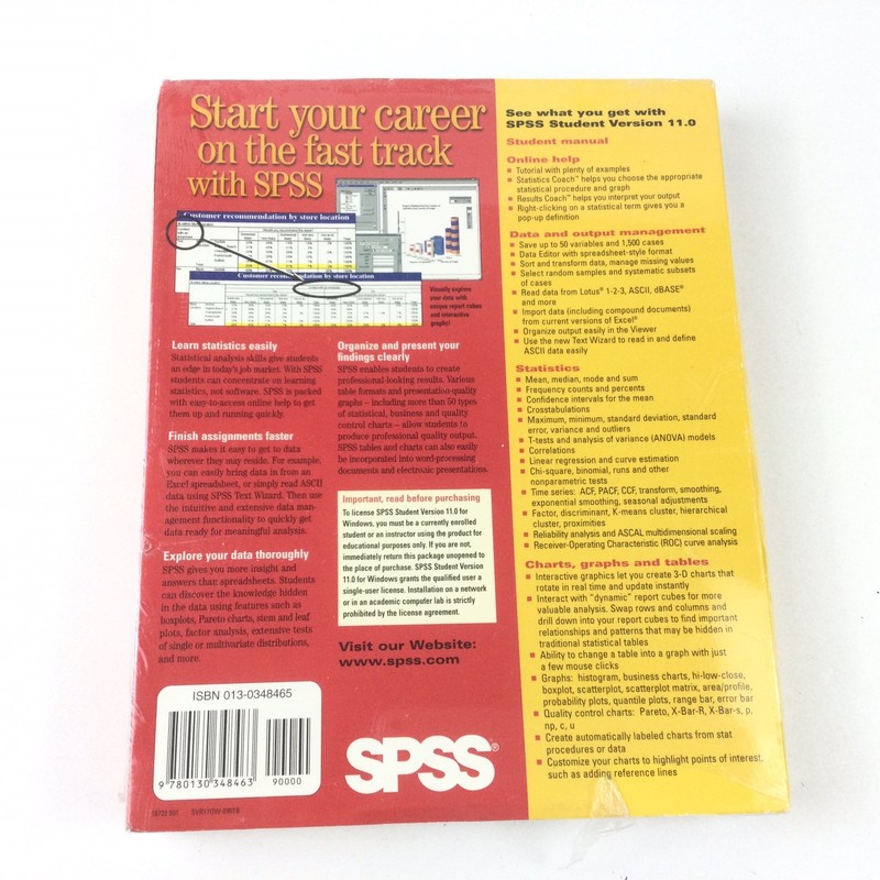 Sealed SPSS Student Version 11.0 Software Windows 98 2000 WIN NT Statistical gallery