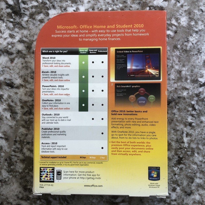 Microsoft Office 2010 Home and Student Family Pack 3 PC Word Excel PowerPoint gallery