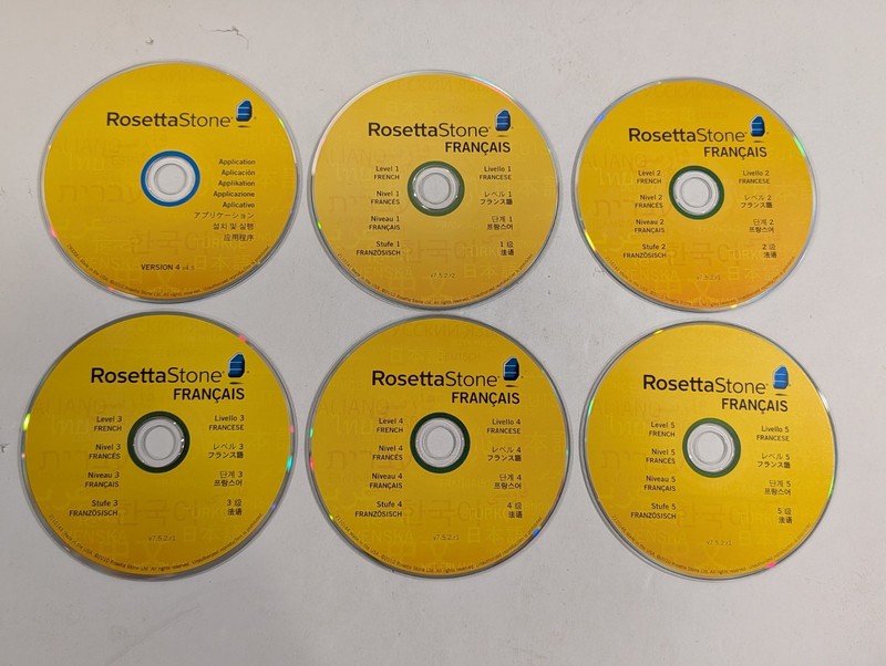 ROSETTA STONE French Level 1 2 3 4 5 PC CD-ROM + Application CD | Discs Only