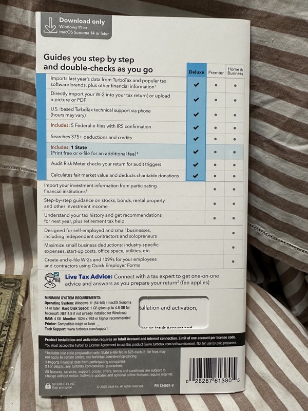 TurboTax Deluxe 2025 Federal & State Tax Return Product Key Card WINDOWS PC/ MAC gallery