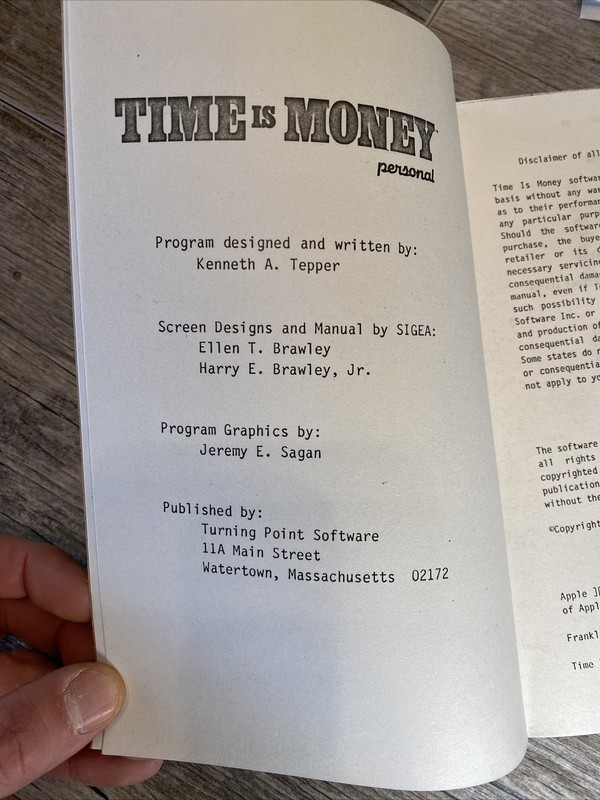 Apple IIe IIc Software Time Is Money 5.25” Floppy & Manual Original! gallery