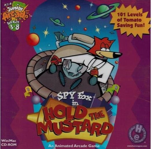 Spy Fox in Hold the Mustard PC MAC CD collect tomato destroy robots arcade game!