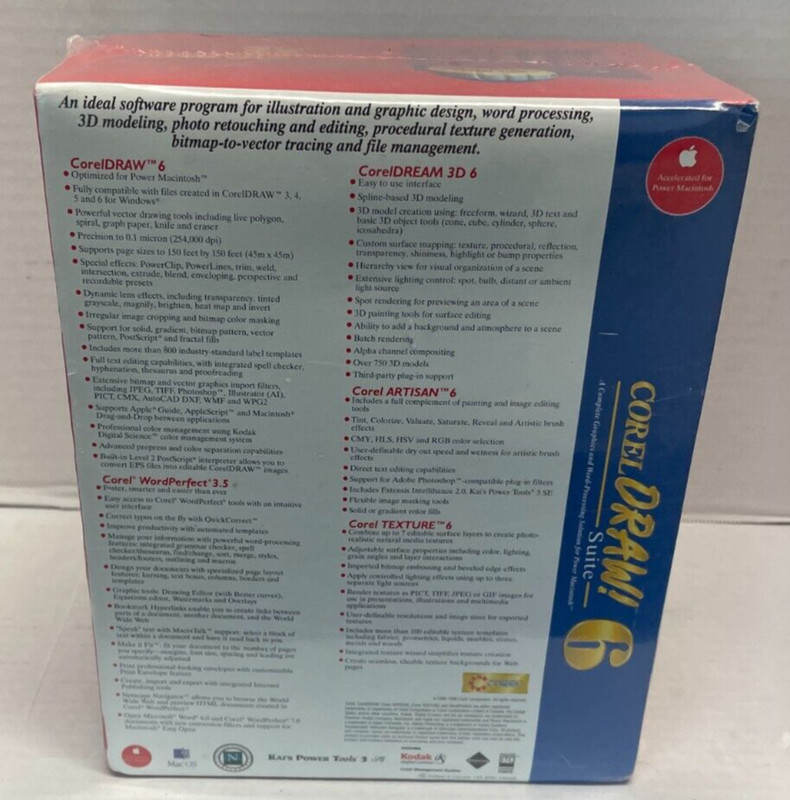 Corel Draw Suite 6 For Power Macintosh 3 Disc - Rare Vintage SEALED Mac Software gallery
