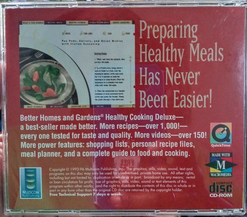Better Homes and Gardens Healthy Cooking Deluxe Recipes PC CD-ROM 1996 Meal Plan gallery