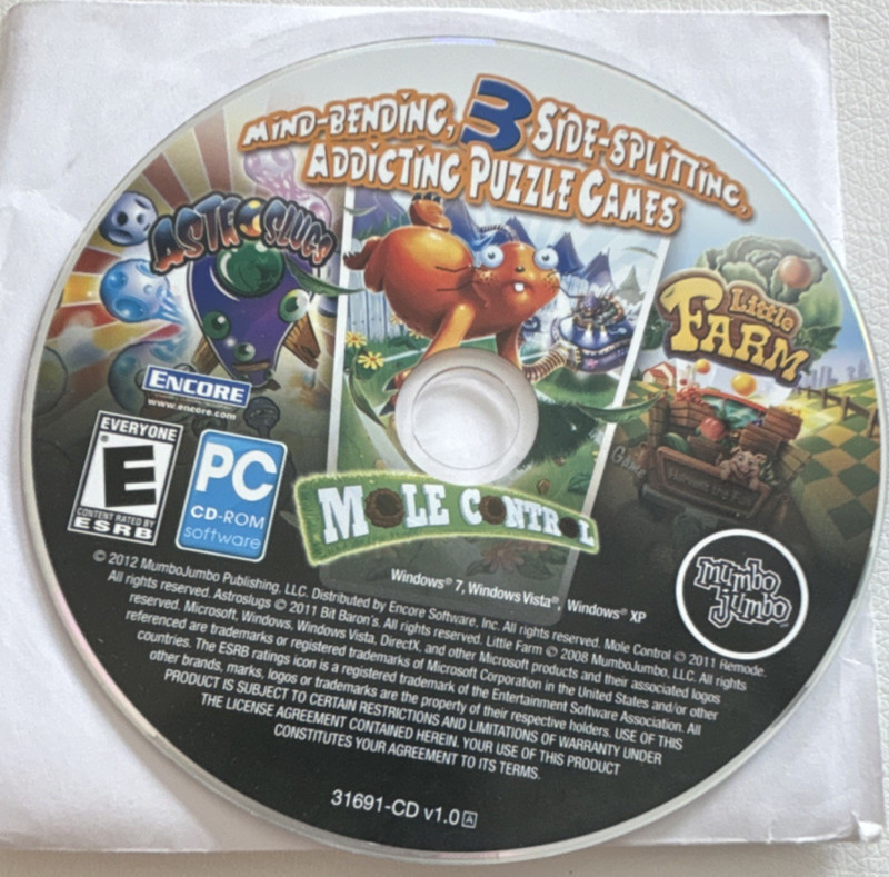 Encore Mole Control Puzzle Game PC CD-ROM Windows 7/Vista/XP 31691-CD V1.0