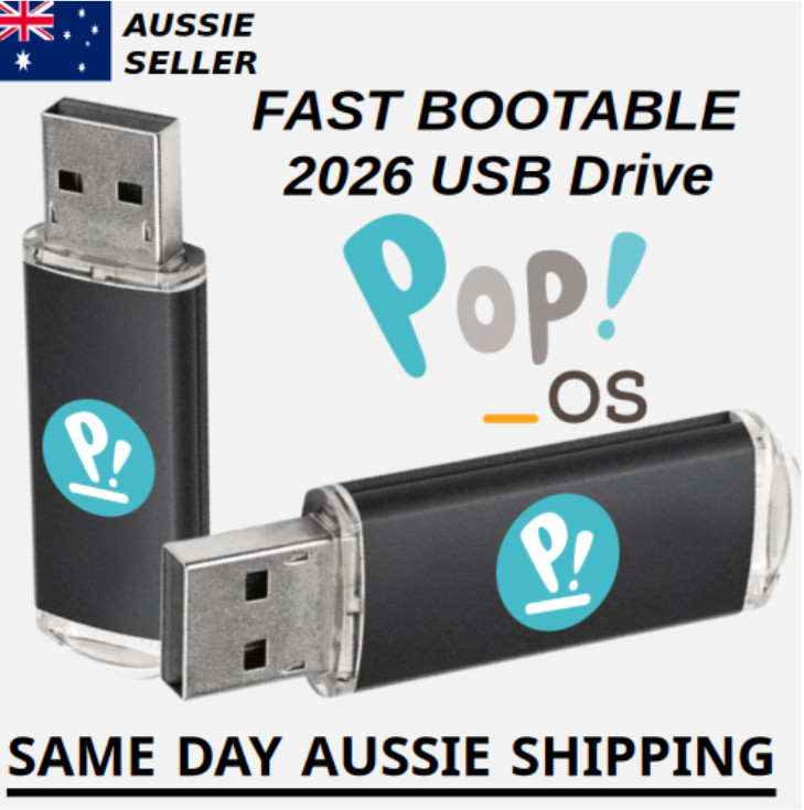 Pop!_OS Linux Latest Version Australian Shipping Bootable USB Flash Drive Fast