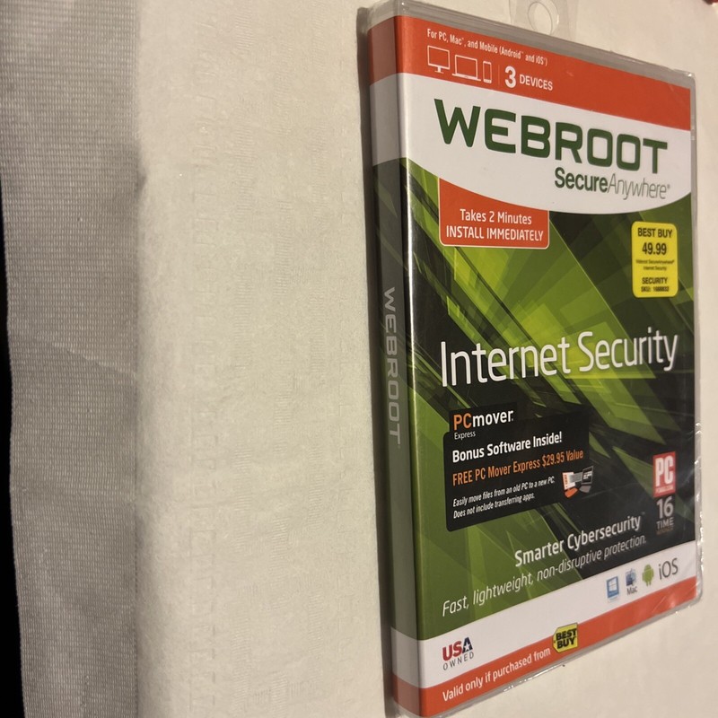 Webroot Secure Anywhere Internet Security 3 Devices for PC/MAC/Mobile NEW/SEALED gallery