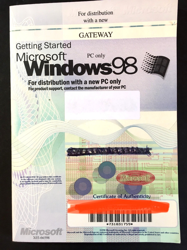 Microsoft Windows 98 User Manual with Product Key – Manual ONLY No CD