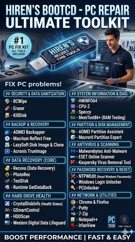 64GB Bootable USB IT Technician Service Toolkit – PC Diagnostics, Maintenance gallery